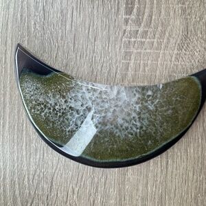 Green and Black Agate Crescent Moon Crystal Decor